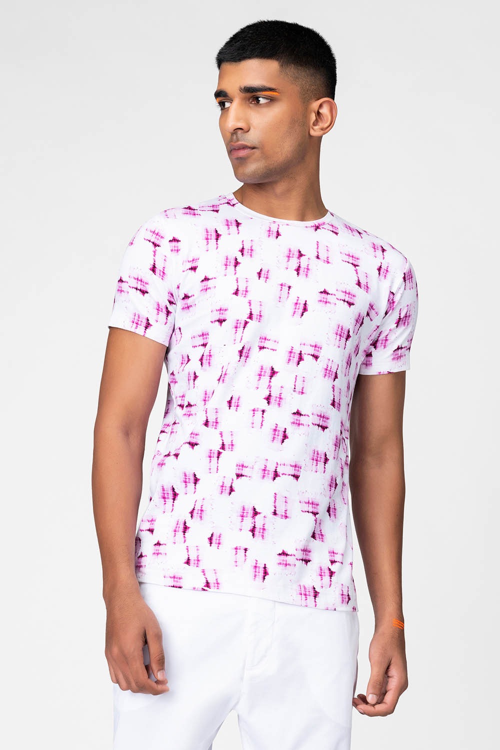 Orchid Check Printed Ikat T-Shirt